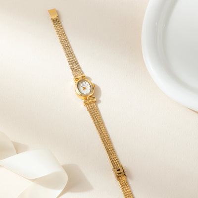 Golden Weave Oval Dial Watch