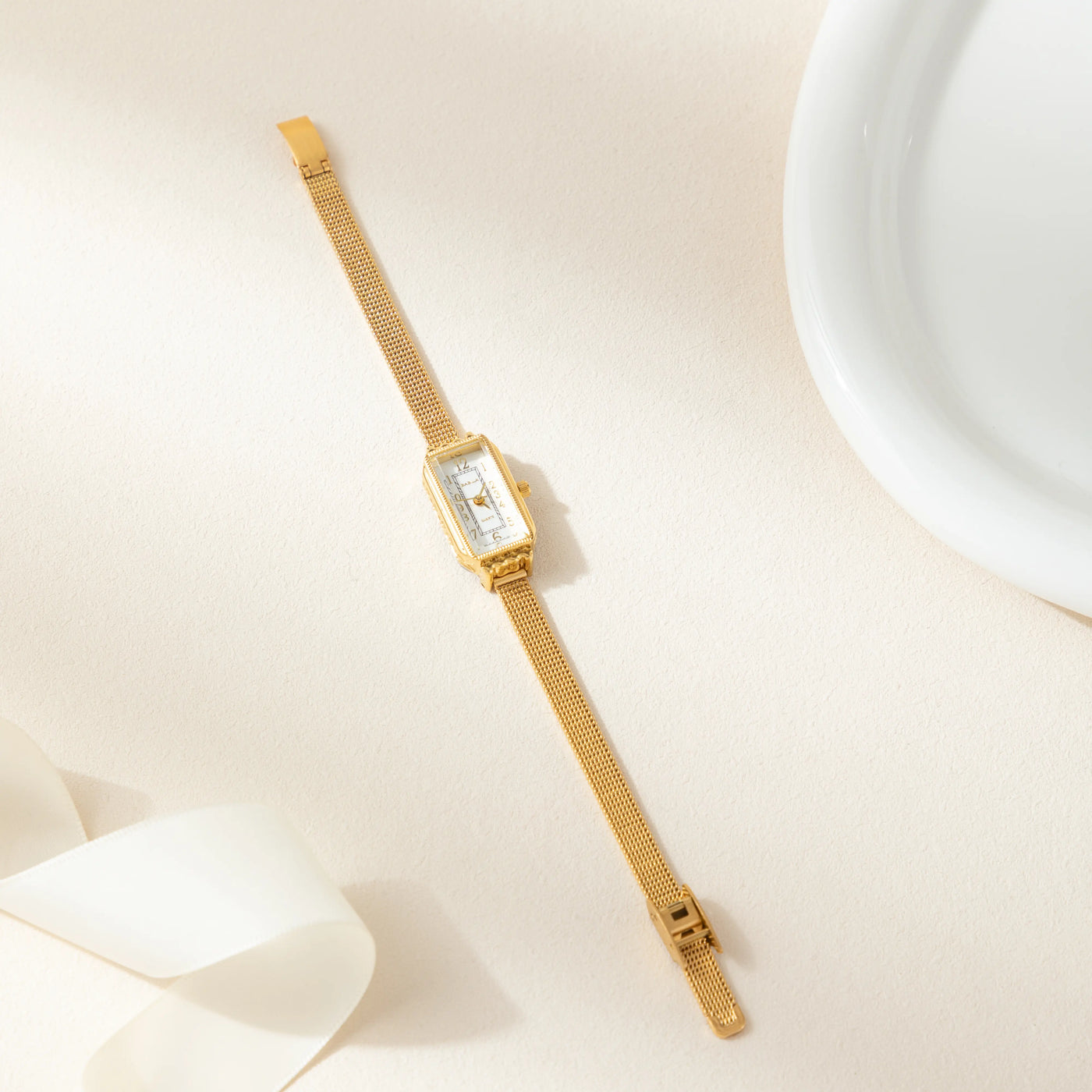 Golden Muse Rectangular Mesh Watch