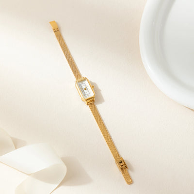 Golden Muse Rectangular Mesh Watch
