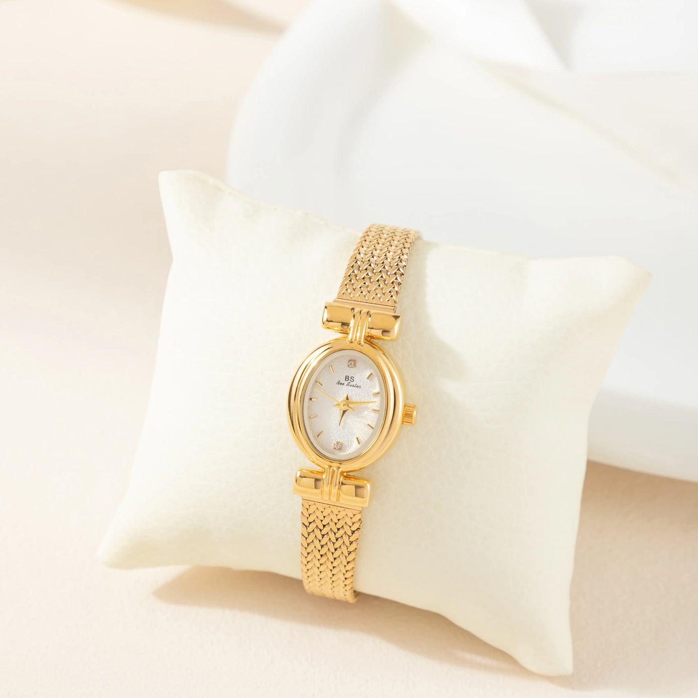 Golden Weave Oval Dial Watch
