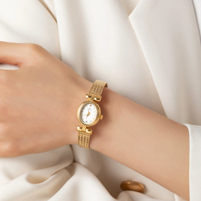 Golden Weave Oval Dial Watch
