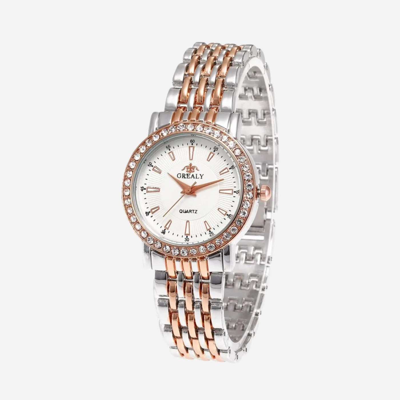Dual-Tone Crystal Link Watch