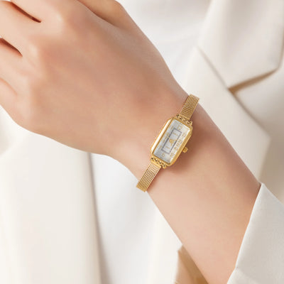 Golden Muse Rectangular Mesh Watch