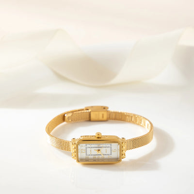 Golden Muse Rectangular Mesh Watch