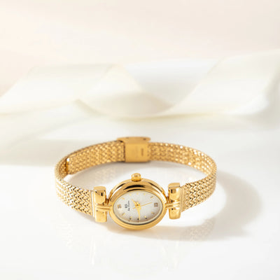 Golden Weave Oval Dial Watch