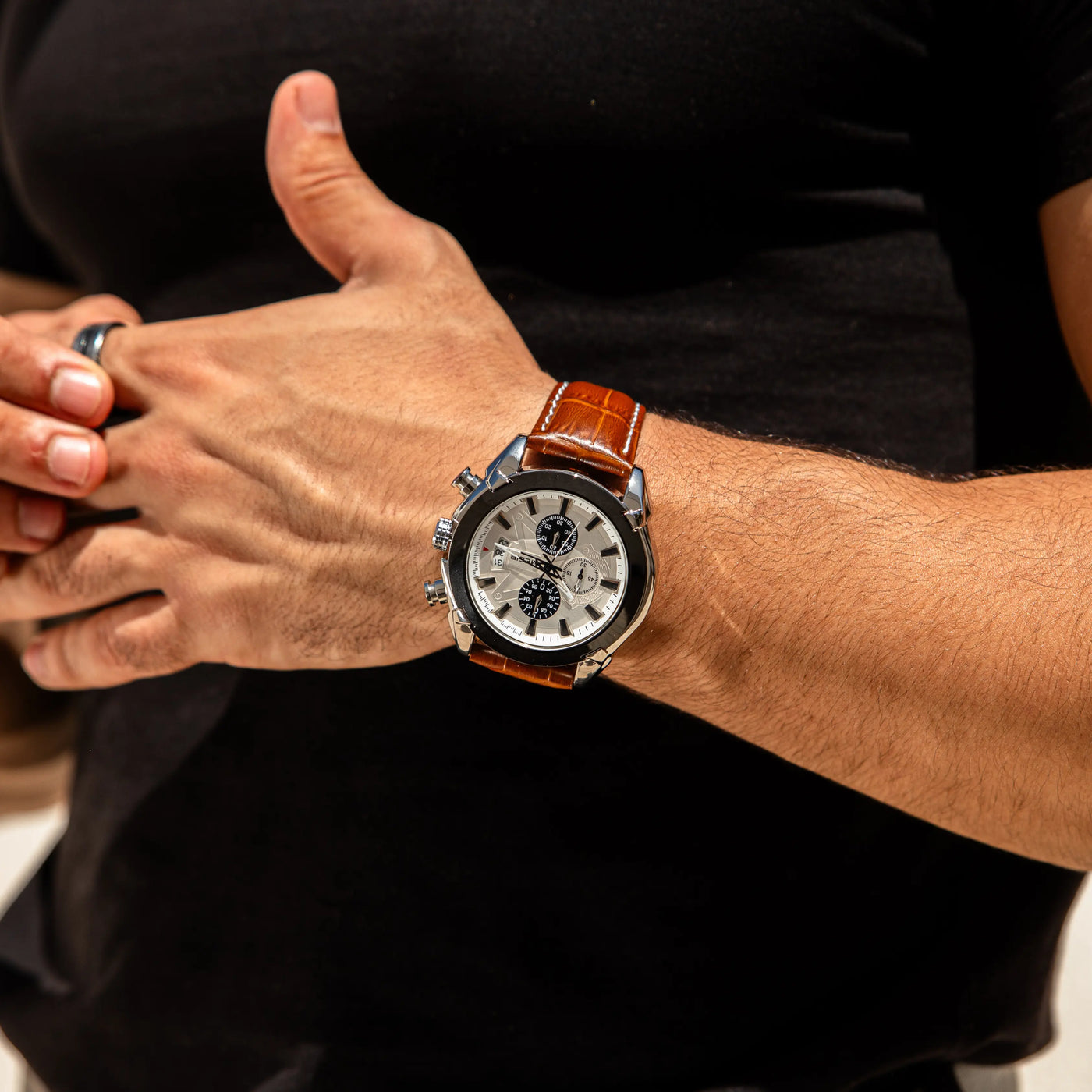 ChronoSport Leather Strap Watch